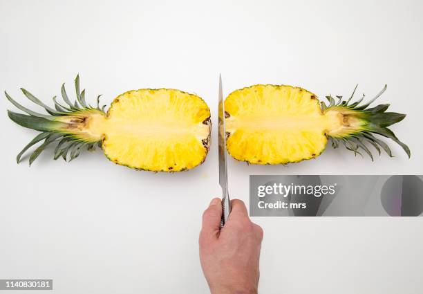 sliced pineapple - halved stockfoto's en -beelden