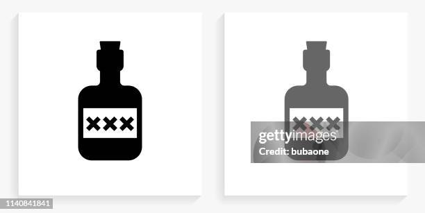 pirate rum black and white square icon - rum stock illustrations