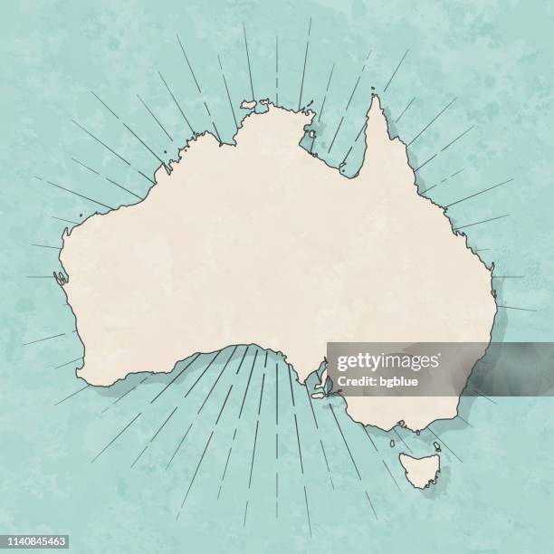 stockillustraties, clipart, cartoons en iconen met australië kaart in retro vintage style-oude textuur papier - australian map