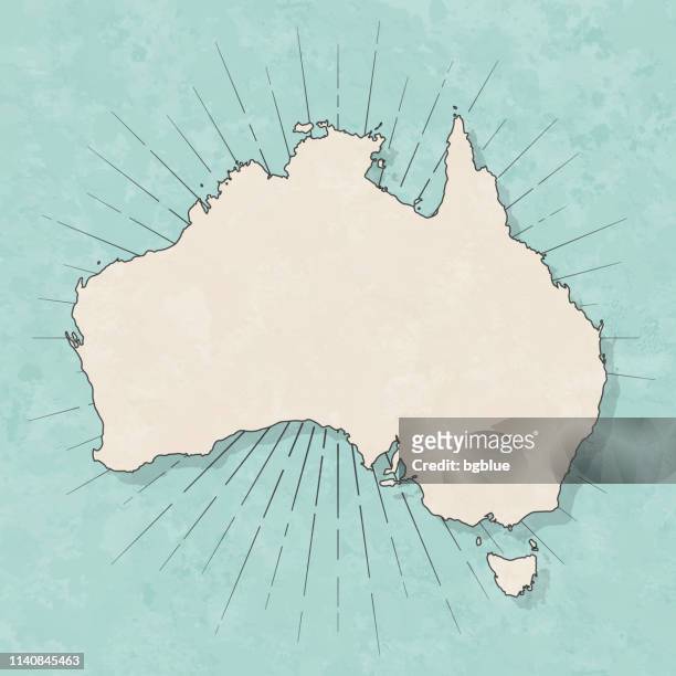 australia map in retro vintage style - old textured paper - australia map stock illustrations