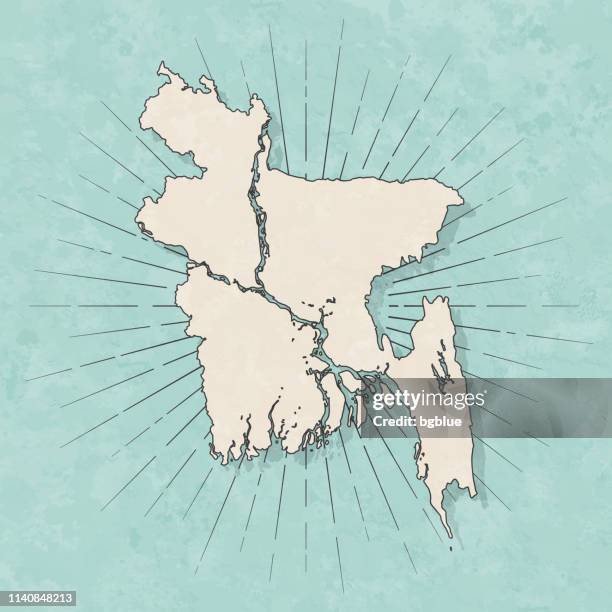 bangladesh map in retro vintage style - old textured paper - old dhaka stock illustrations