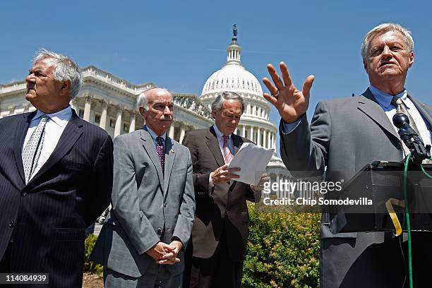House Agriculture Committee ranking member Rep. Collin Peterson speaks during a news conference with Financal Services Committee ranking member...
