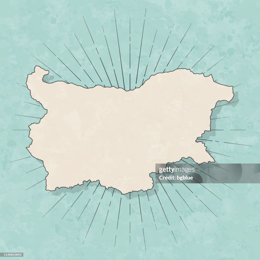Mapa de Bulgaria en estilo retro vintage-papel texturizado antiguo