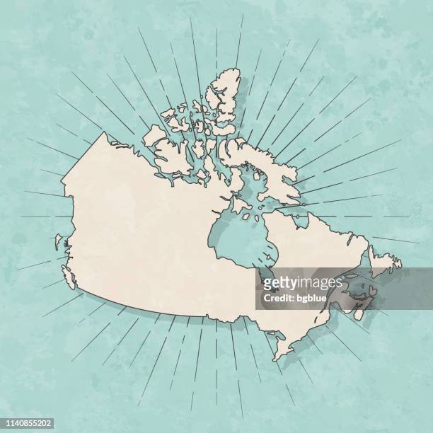 stockillustraties, clipart, cartoons en iconen met canada kaart in retro vintage style-oude textuur papier - canadian map