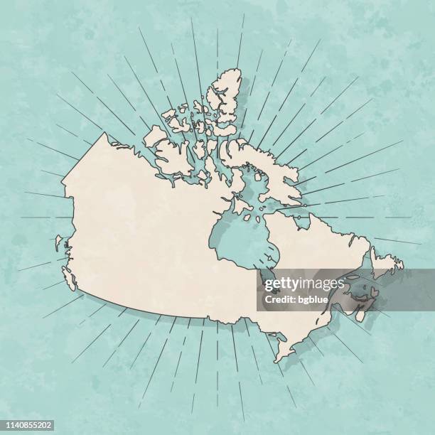 ilustrações, clipart, desenhos animados e ícones de mapa de canadá no estilo retro do vintage-papel textured velho - canadá