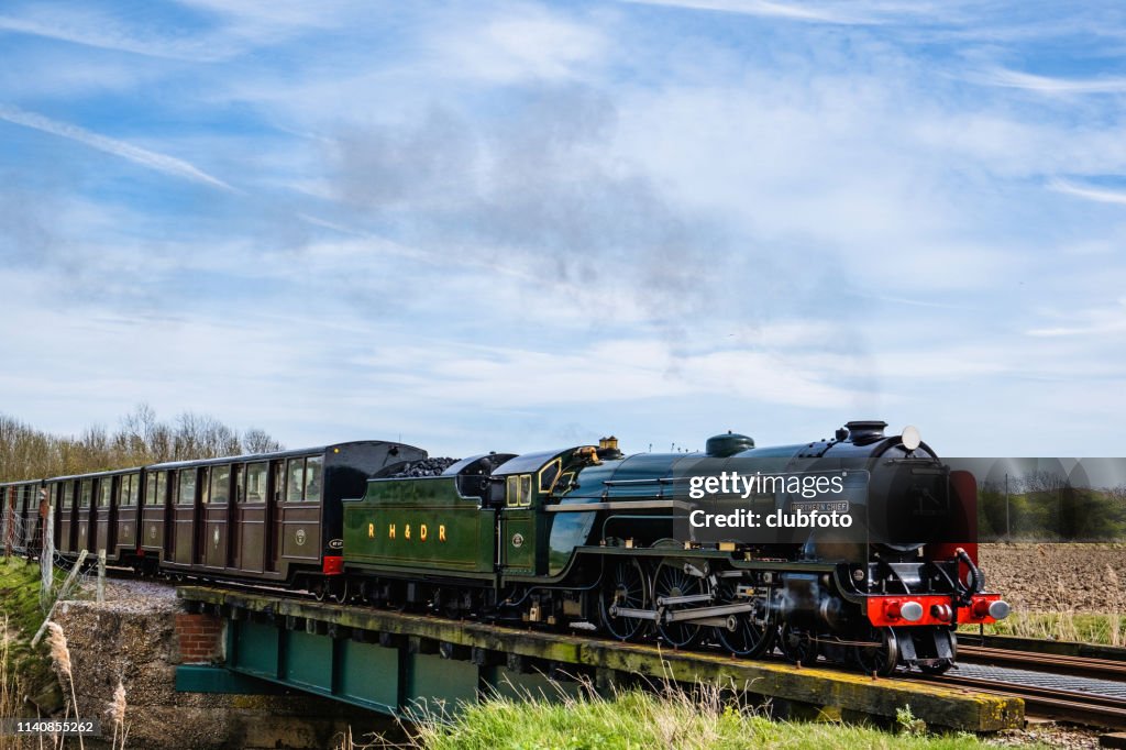 Treno in miniatura a Dungeness, Kent, Regno Unito