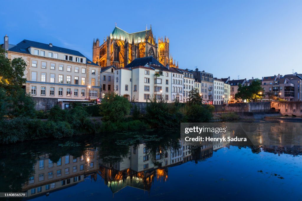 Metz Cathedral at sunset in France