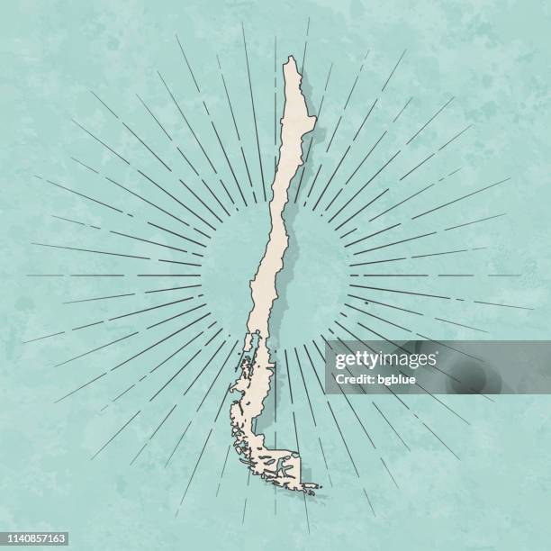 chile map in retro vintage style - old textured paper - chile map stock illustrations