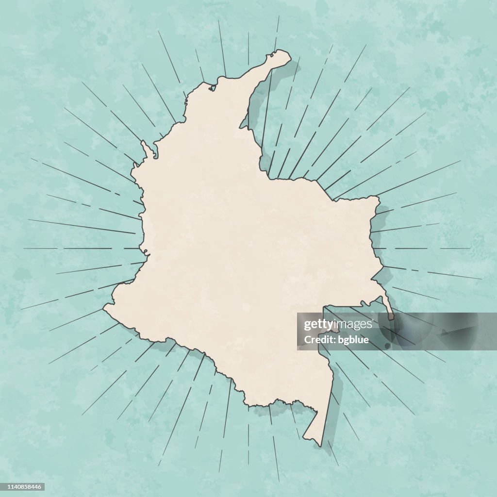 Kolumbien-Karte im Retro-Vintage-Stil-Altes strukturiertes Papier