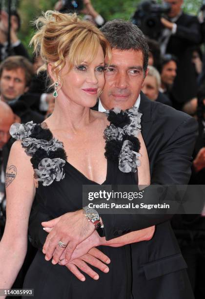 Actor Antonio Banderas and actress Melanie Griffith attends the Opening Ceremony at the Palais des Festivals during the 64th Cannes Film Festival on...