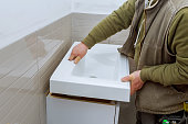modern bathroom with sanitary installations counter tap bathroom vanity