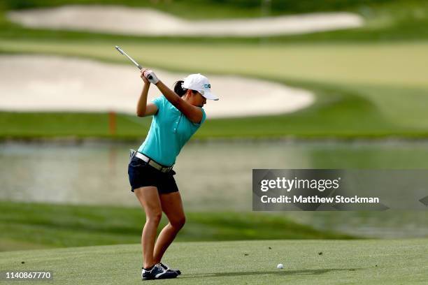 In-Kyung Kim of Korea hits out of the sixth fairway during round 3 of the ANA Inspiration on the Dinah Shore course at Mission Hills Country Club on...