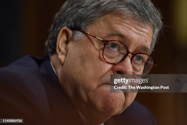 Attorney General William Barr testifies before the Senate Judiciary Committee at the Dirksen Building on Wednesday, May 1 in Washington, DC.