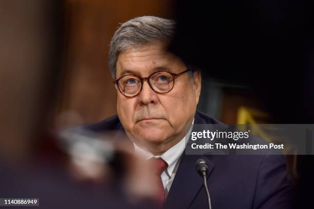 Attorney General William Barr testifies before the Senate Judiciary Committee at the Dirksen Building on Wednesday, May 1 in Washington, DC.