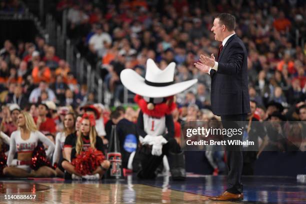 Head coach Chris Beard of the Texas Tech Red Raiders reacts during the first half of the semifinal game in the NCAA Photos via Getty Images Men's...