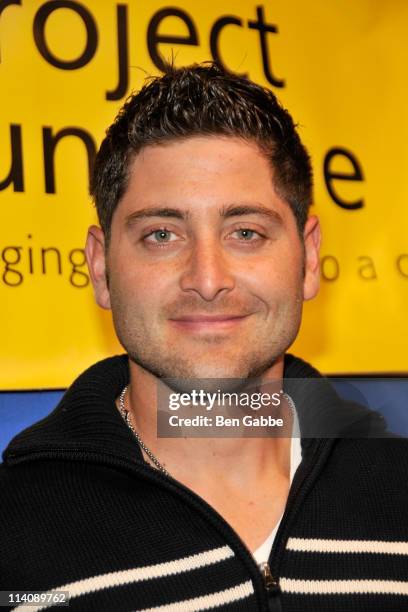 Catcher Francisco Cervelli of the New York Yankees visits hospitalized children in honor of Project Sunshine Week at Mount Sinai Medical Center on...