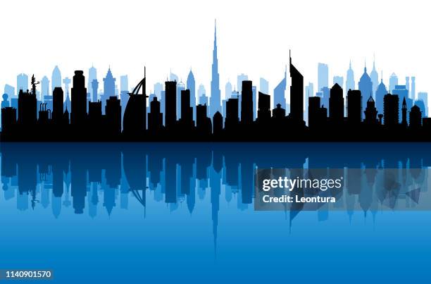 dubai (alle gebäude sind komplett und beweglich) - bankenviertel stock-grafiken, -clipart, -cartoons und -symbole