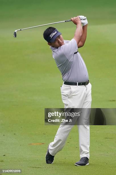 Zhuang Zhu of China plays a shot during the day two of the 2019 Volvo China Open at Genzon Golf Club on May 3, 2019 in Shenzhen, China.