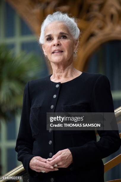 Actress Ali MacGraw poses during the photocall prior to the 2020 Chanel Croisiere fashion show at the Grand Palais in Paris on May 3, 2019.