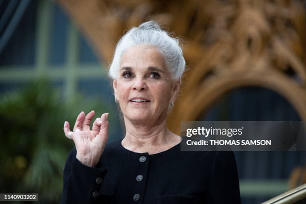 Actress Ali MacGraw poses during the photocall prior to the 2020 Chanel Croisiere fashion show at the Grand Palais in Paris on May 3, 2019.