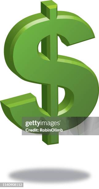 ilustrações, clipart, desenhos animados e ícones de sinal de dólar verde dimensional - dollar symbol