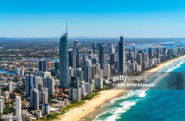 gold coast surfers paradise qld australia aerial photos - queensland stock-fotos und bilder