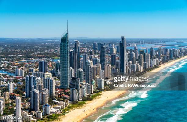 gold coast surfers paradise qld australia aerial photos - queensland stock pictures, royalty-free photos & images