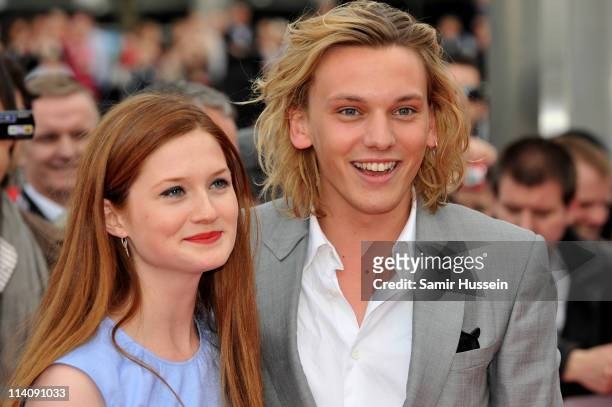 Bonnie Wright and Jamie Campbell-Bower arrive for The L'Oreal National Movie Awards at Wembley Arena on May 11, 2011 in London, England.