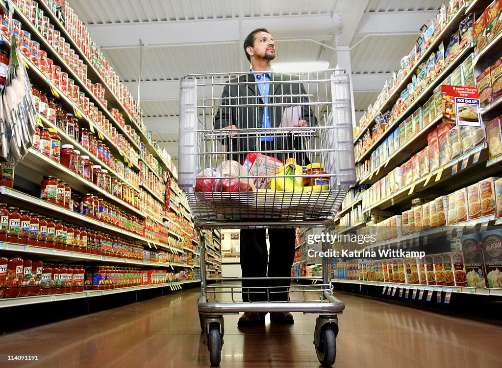 Man shopping for groceries.