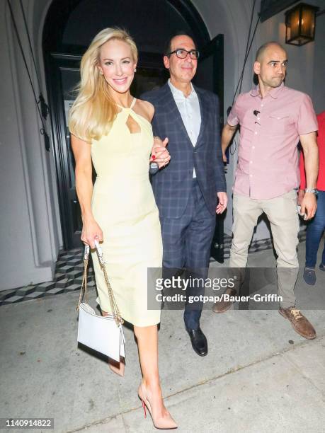 Steven Mnuchin and Louise Linton are seen on May 02, 2019 in Los Angeles, California.