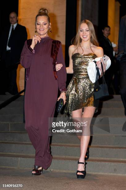 Kate Moss and Lila Grace Moss Hack attend Marc Jacobs and Char DeFrancesco's wedding reception at The Grill in Midtown on April 07, 2019 in New York...