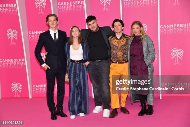 Cast of the serie 'How to sell drugs online fast' Actors Damian Hardung, Leonie Wesselow, Danilo Kameridis, Maximilian Mundt and Lena Klenke attend...