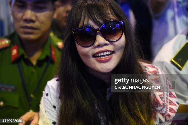 Vietnamese national Doan Thi Huong arrives in Hanoi on May 3 following her release from a Malaysian prison after charges that she was involved in the...