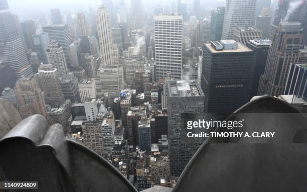 View from Top of the Rock Observation Deck, a 3-tiered observation deck on the 67th, 69th and 70th floors of 30 Rockefeller Plaza in New York May 3,...