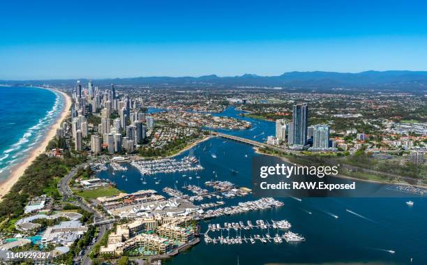 gold coast surfers paradise qld australia aerial photos - costa dorada fotografías e imágenes de stock