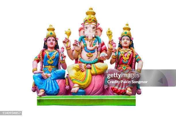 figurine of lord ganesha on white background - ganesha ストックフォトと画像