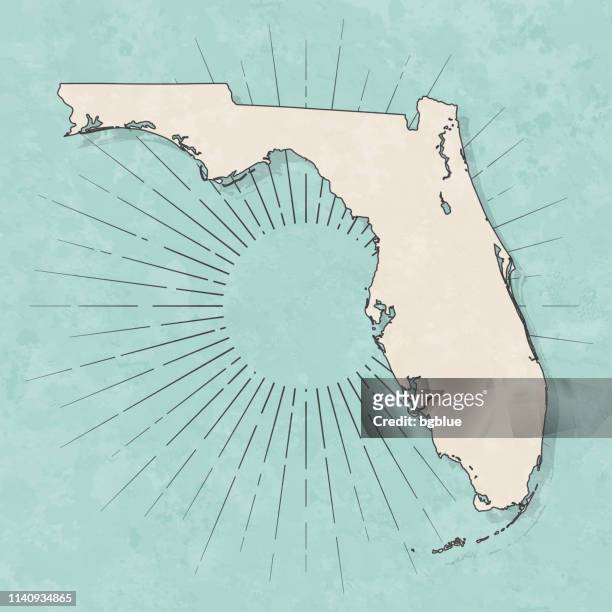 florida map in retro vintage style - old textured paper - gulf coast states stock illustrations