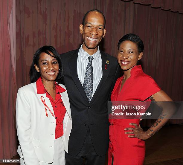 Professor Lystra Huggins, Jeffrey Sigler and Celebrity AIDS activist Suzanne "Africa" Engo attend the 8th Annual HIV/AIDS week at Medgar Evers...