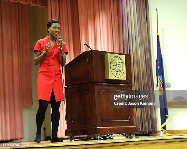 Celebrity AIDS activist Suzanne "Africa" Engo speaks at the Medgar Evers College 8th Annual HIV/AIDS week at Medgar Evers College - CUNY on May 11,...