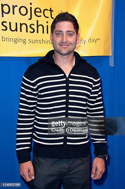 New York Yankees catcher Francisco Cervelli visits hospitalized children in honor of Project Sunshine Week at Mount Sinai Medical Center on May 11,...