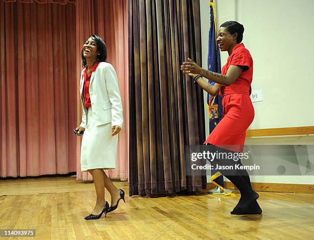 Professor Lystra Huggins and celebrity AIDS activist Suzanne "Africa" Engo attend the 8th Annual HIV/AIDS week at Medgar Evers College - CUNY on May...