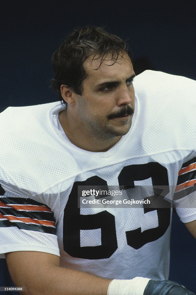 Offensive lineman Cody Risien of the Cleveland Browns looks on from ...