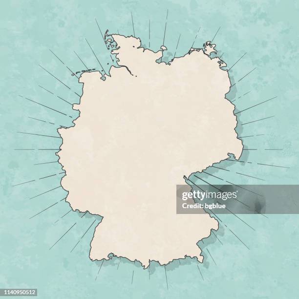 deutschlandkarte im retro-vintage-stil-altes strukturiertes papier - deutschlandkarte stock-grafiken, -clipart, -cartoons und -symbole