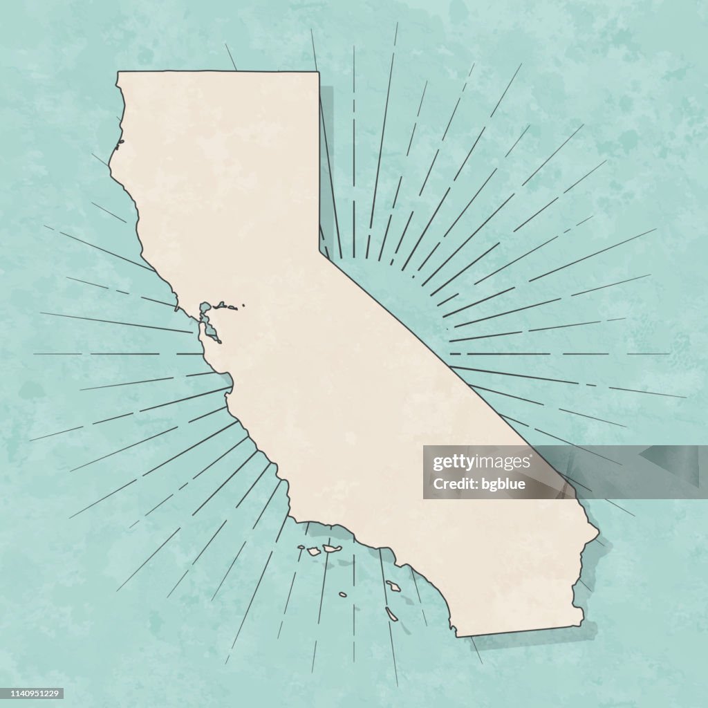 Mapa de California en estilo retro vintage-papel texturizado antiguo