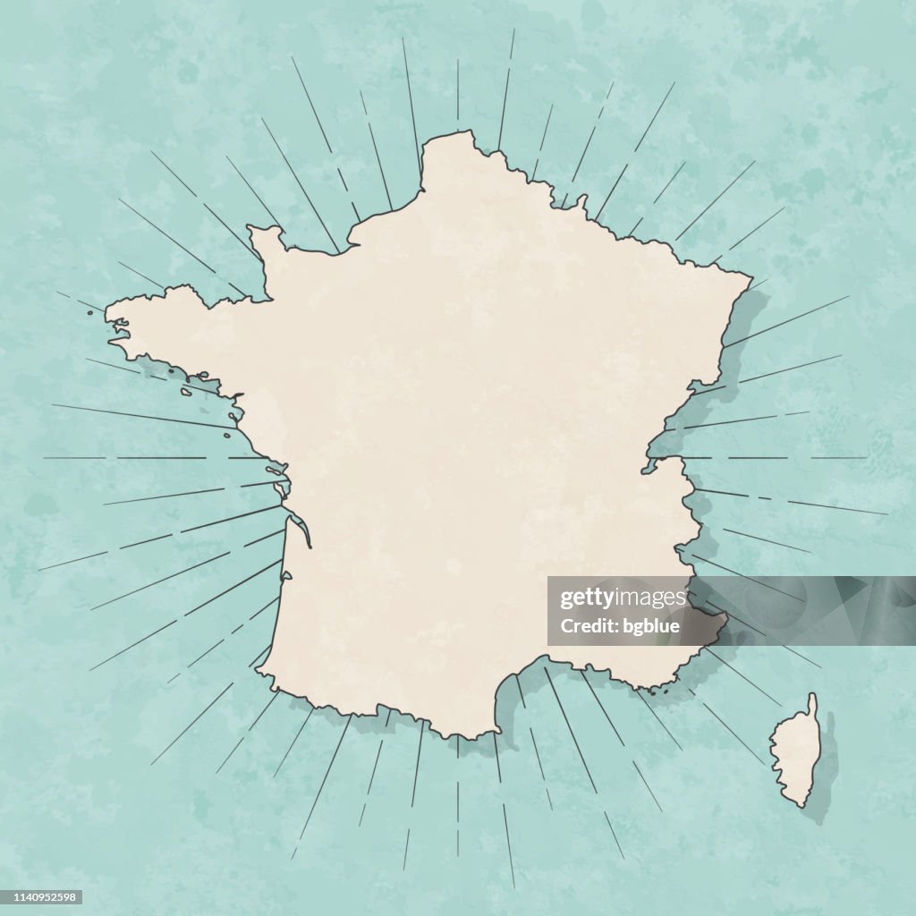 Mapa de Francia en estilo retro vintage-papel texturizado antiguo