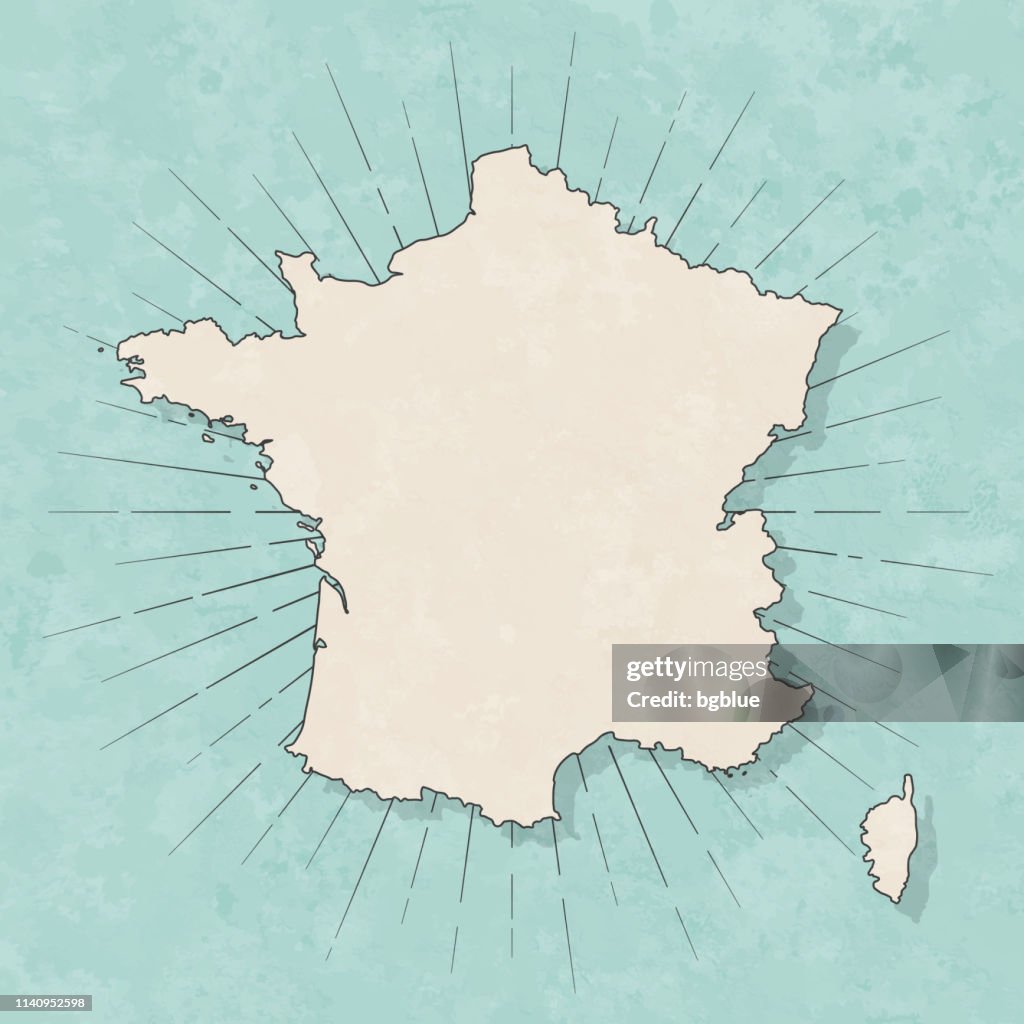 France map in retro vintage style - Old textured paper