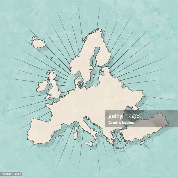 illustrazioni stock, clip art, cartoni animati e icone di tendenza di mappa europa in stile vintage retrò - vecchia carta strutturata - europe