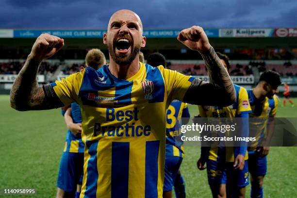 Bryan Smeets of TOP Oss celebrates during the Dutch Keuken Kampioen Divisie match between Helmond Sport v TOP Oss at the Lavans Stadium on May 3,...