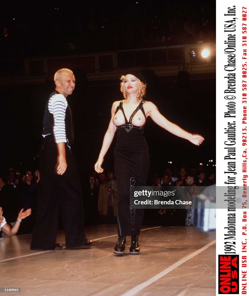 1992 Madonna modeling for Jean Paul Gaultier.