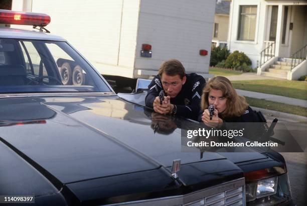 Series "MacGruder and Loud" actors John Getz and Kathryn Harrold pose for a portrait in 1984 in Los Angeles, California.